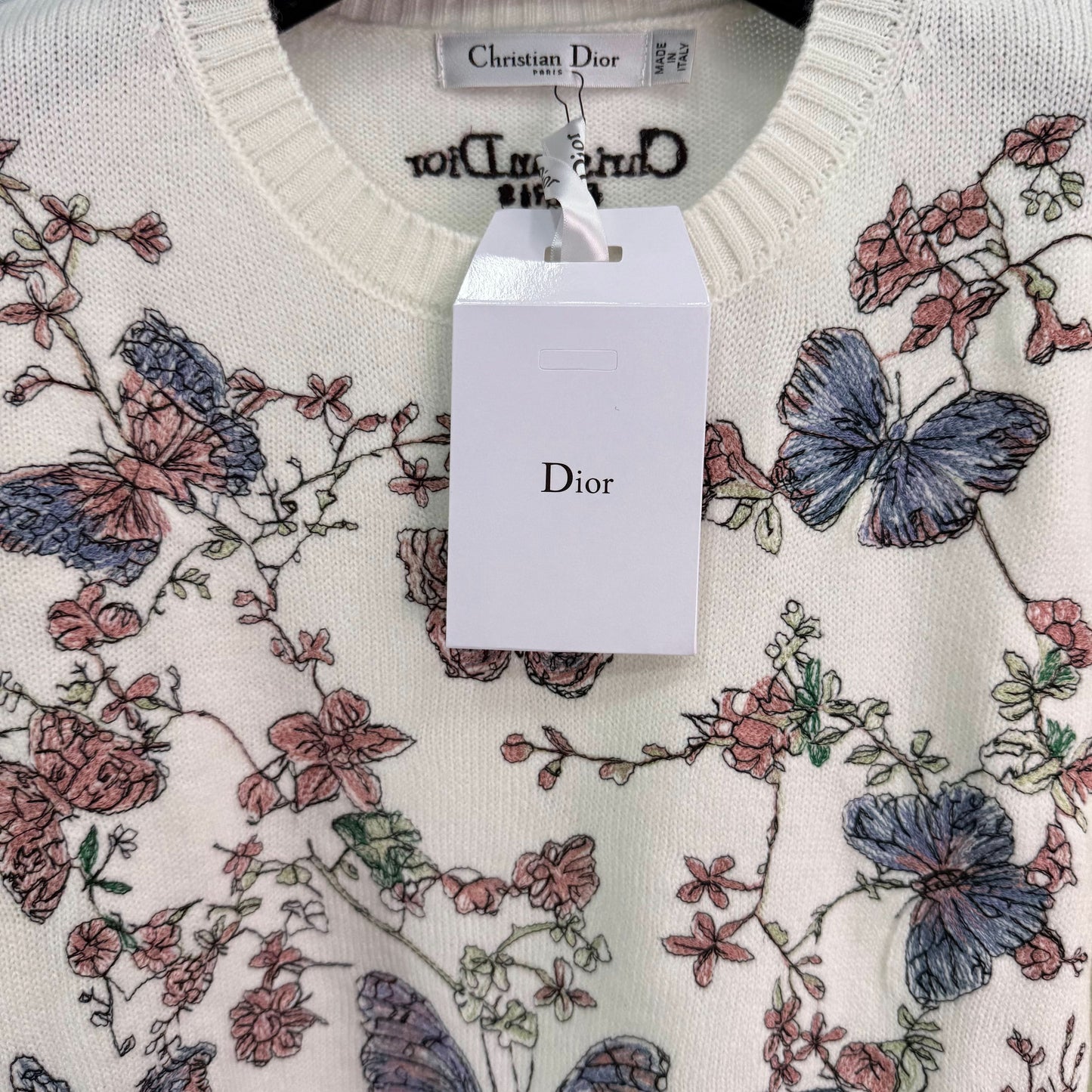 Dio Butterfly Floral Embroidered Sweater - Silhouette Atelier 