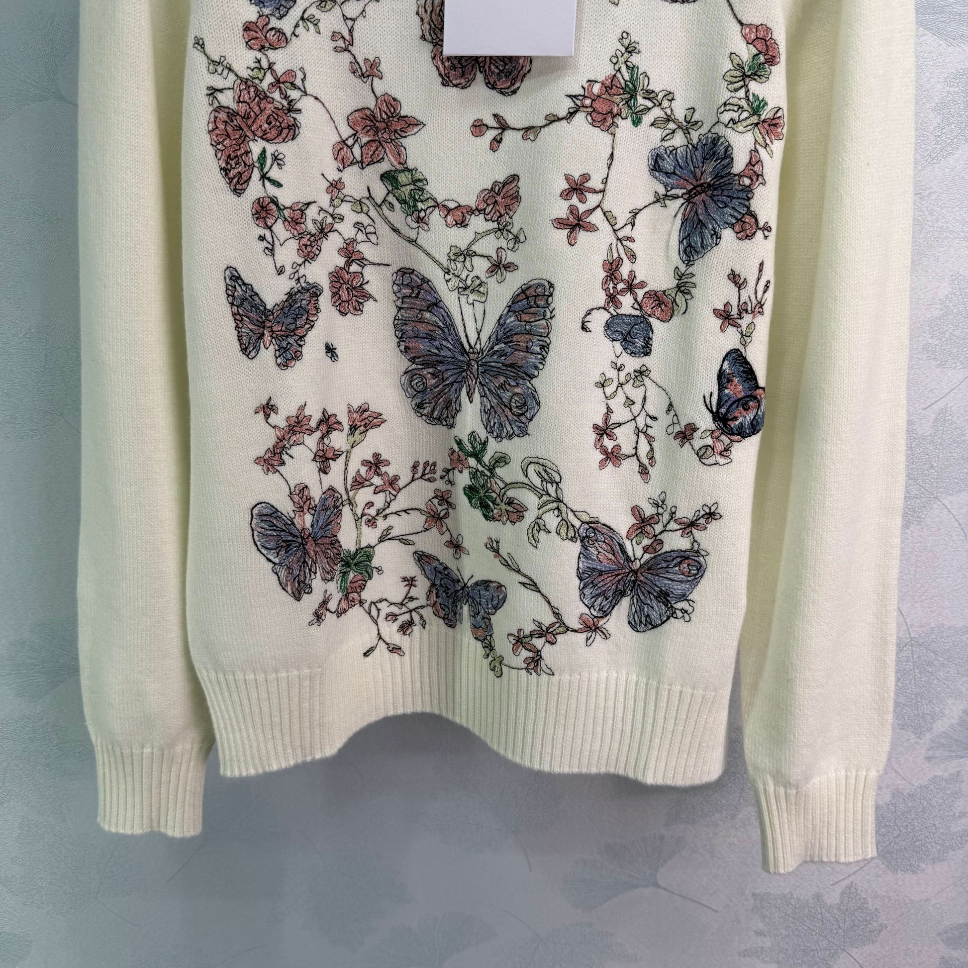 Dio Butterfly Floral Embroidered Sweater - Silhouette Atelier 