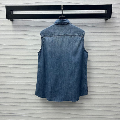 Thin denim vest