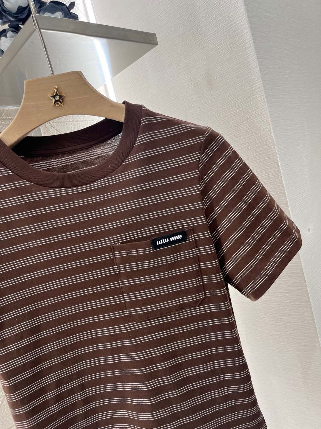 MIU-Round Neck Striped T-shirt - Silhouette Atelier 