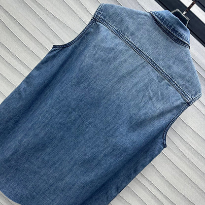 Thin denim vest