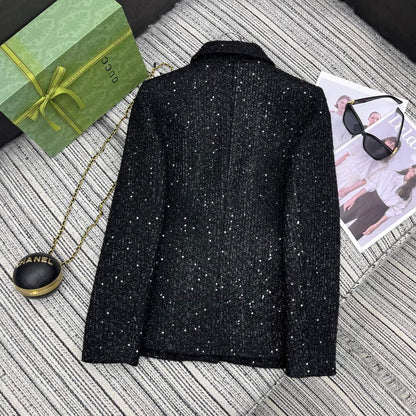 Sequined soft floral suit jacket-YY - Silhouette Atelier 