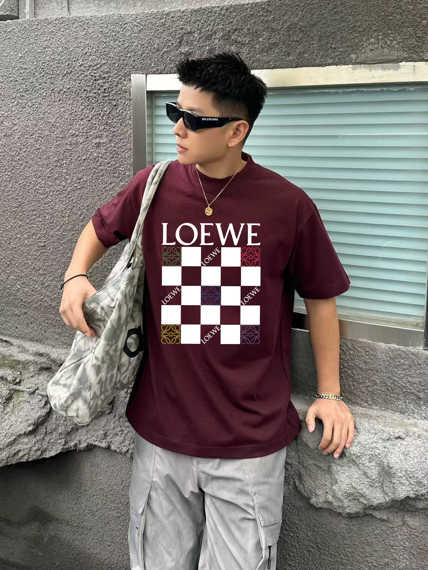 Loewe-Nine-grid direct-injection printed T-shirt