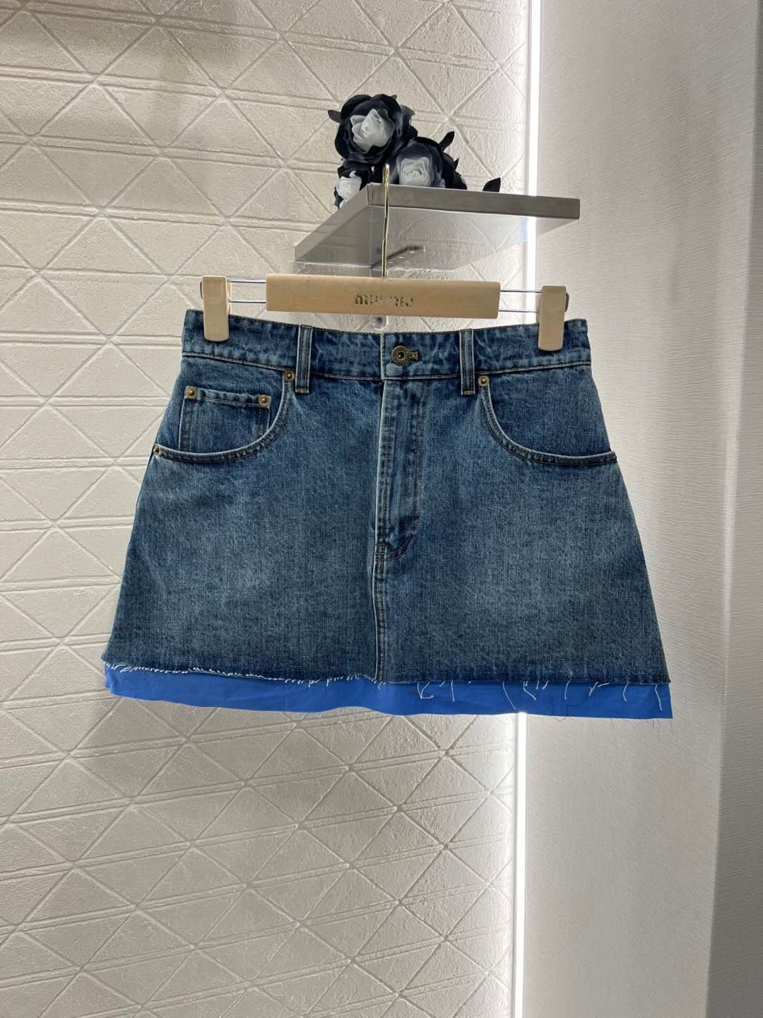 MIU-Patchwork Denim Skirt - Silhouette Atelier 