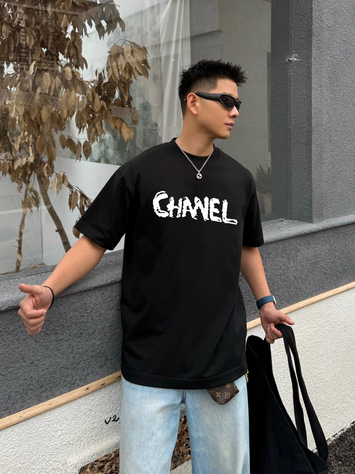 CHANE- Graffiti lettering direct-injection printed T-shirt