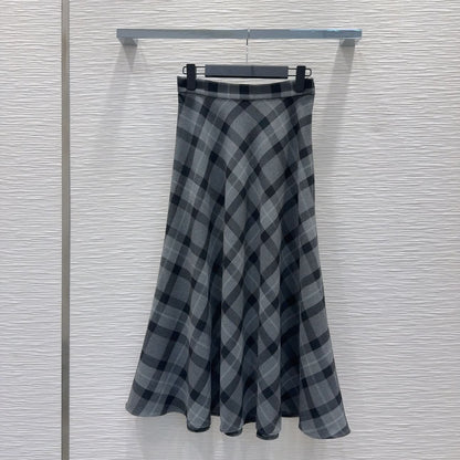 DIO-Color Block Checkered Skirt - Silhouette Atelier 