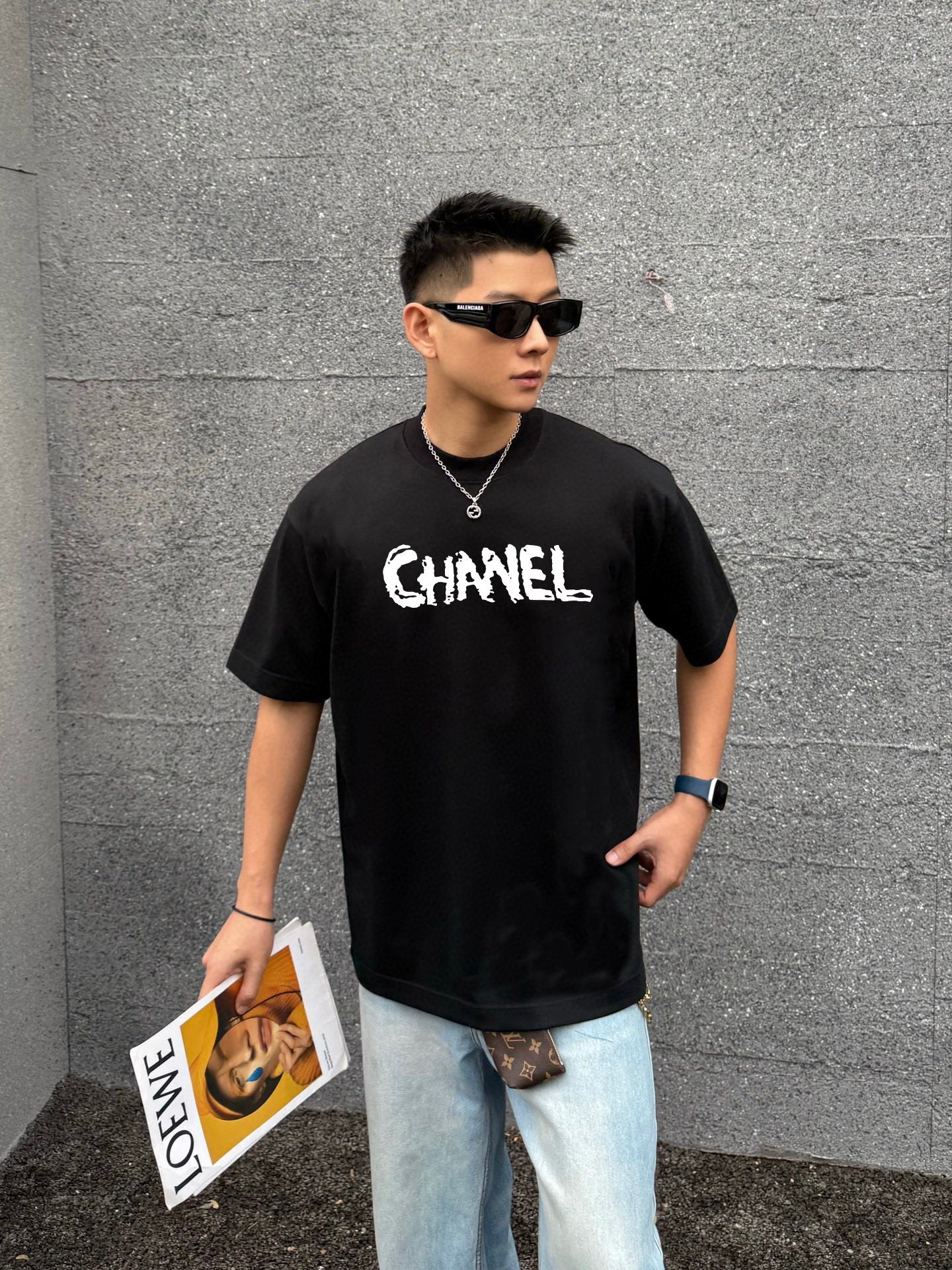 CHANE- Graffiti lettering direct-injection printed T-shirt