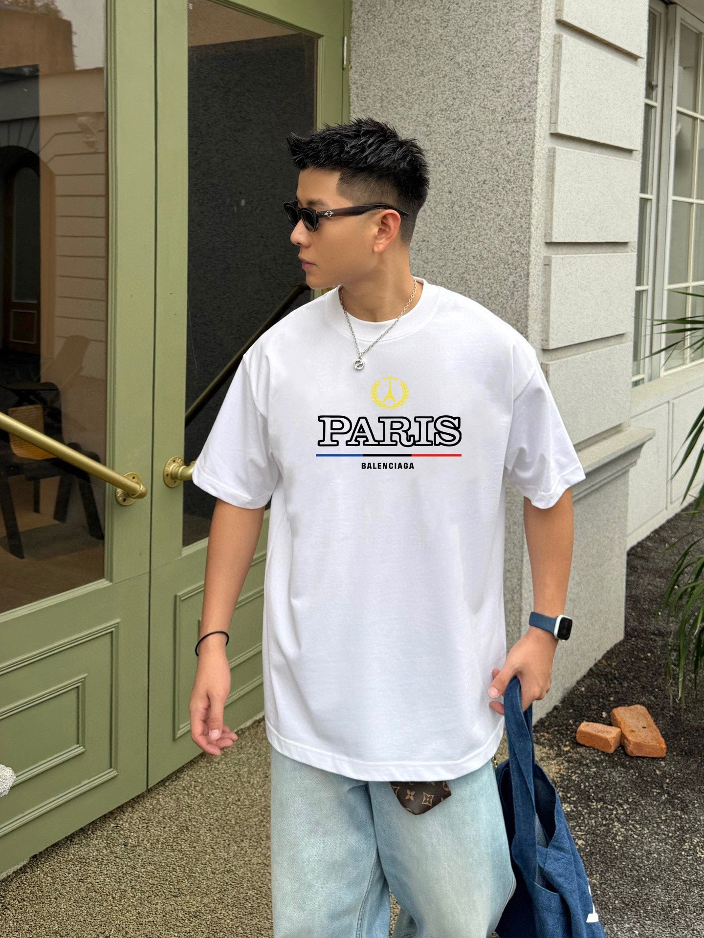 Balenciag-Wheat Ear Graffiti Letters Printed T-shirt