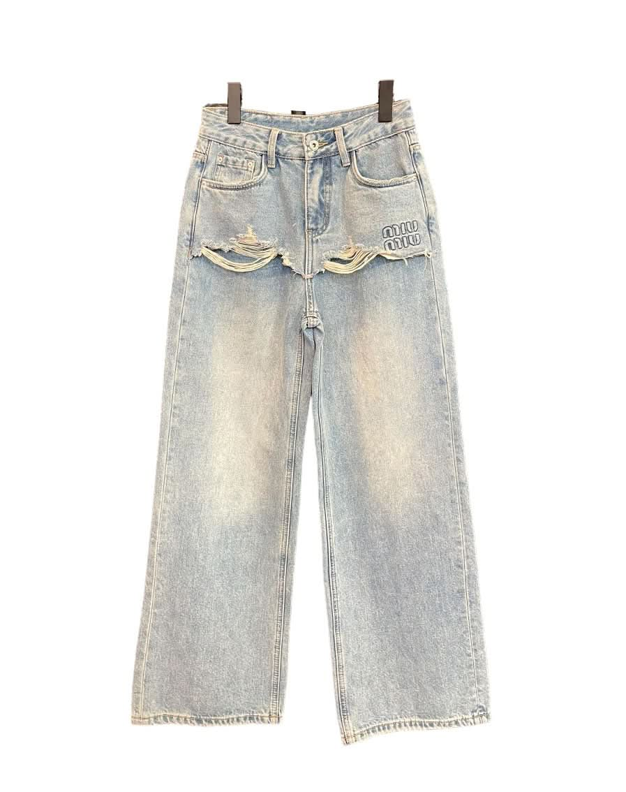 New High waist loose ripped jeans