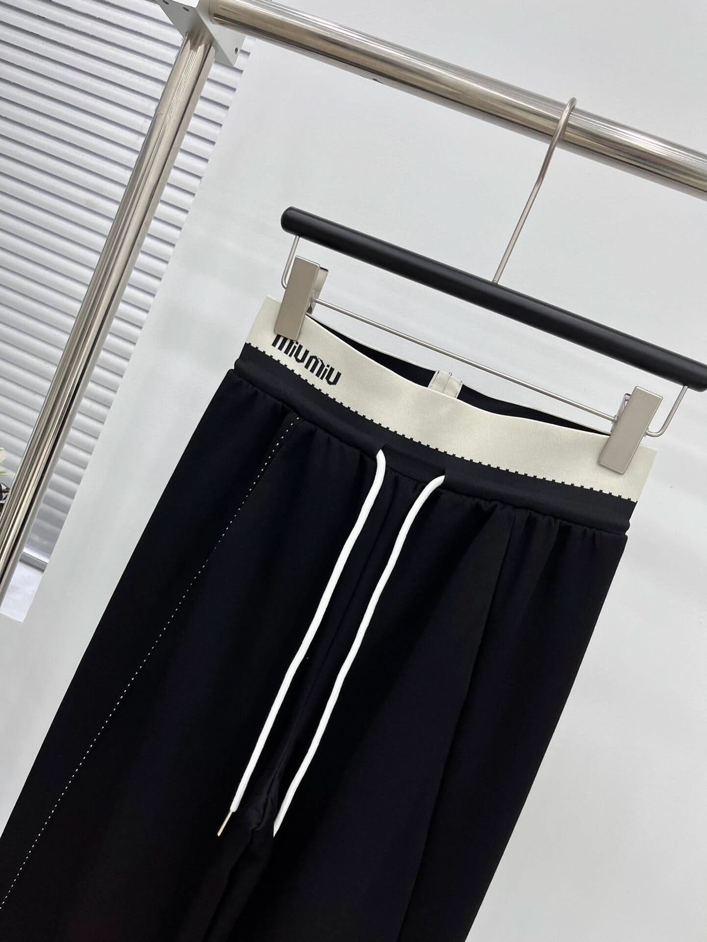 Elastic letter webbing patchwork casual pants