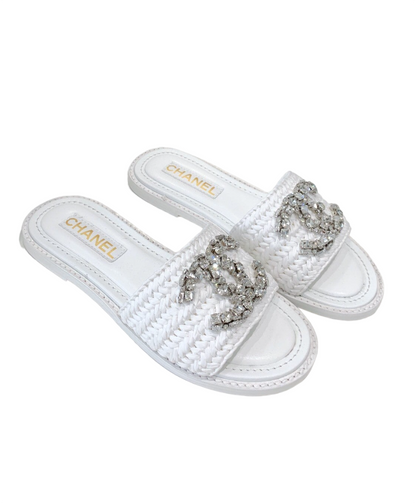 Rhinestone Woven Slippers