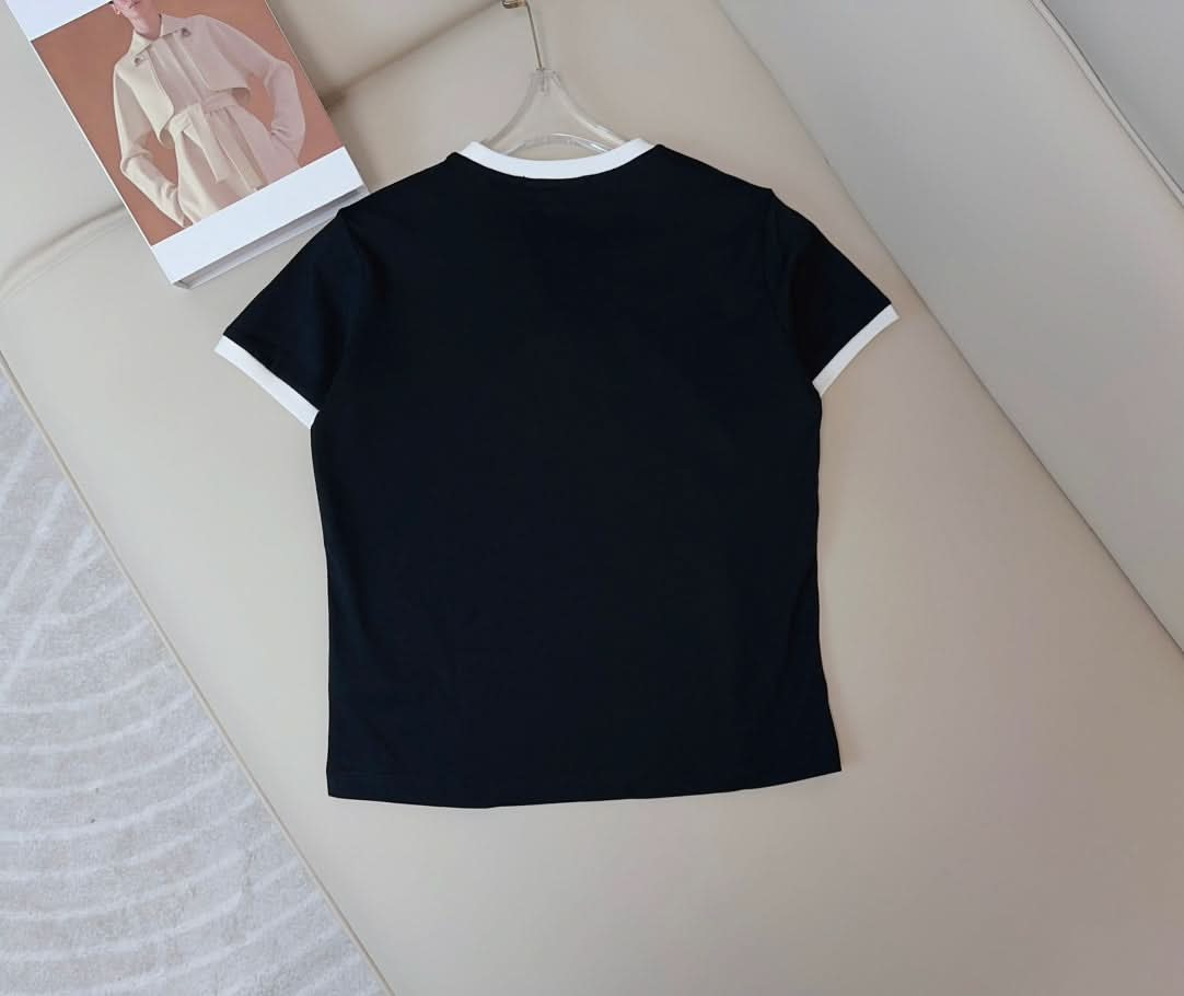 New round neck exquisite logo contrast T-shirt