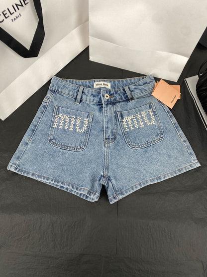 New hot diamond logo denim shorts