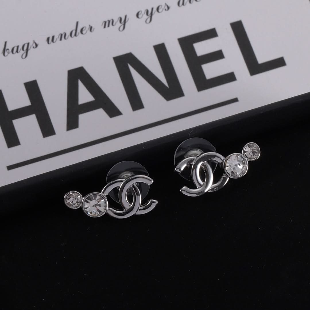 New Double C Silver Earrings