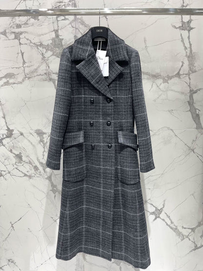 New Plaid Lapel Warm Coat