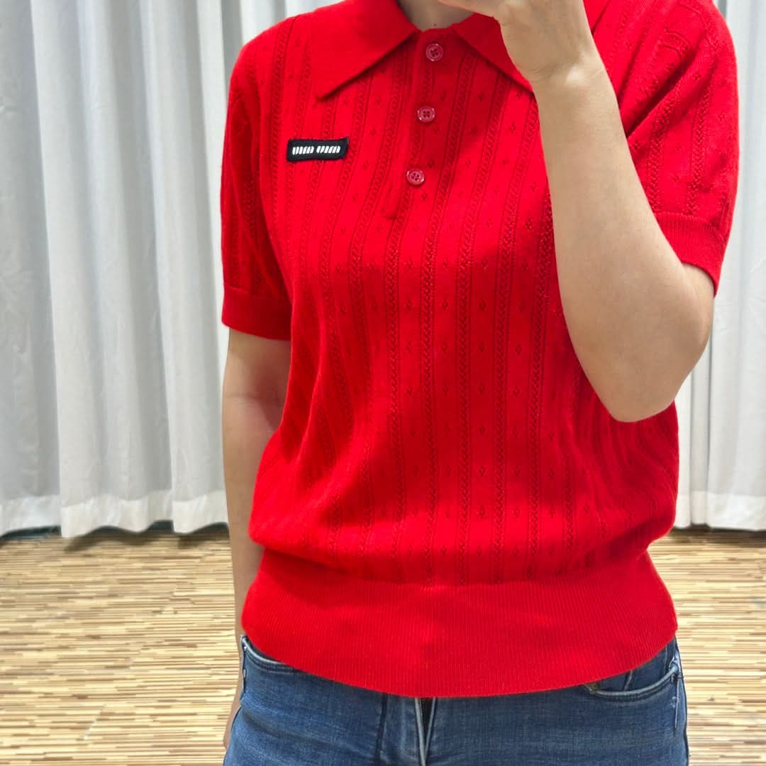 MIU- Early Spring New Letter Logo Knitted Polo Shirt (Special Sale) - Silhouette Atelier 