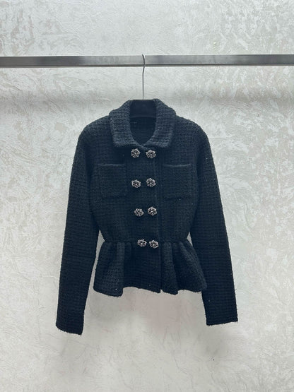 New waist ruffle knitted jacket - Silhouette Atelier 